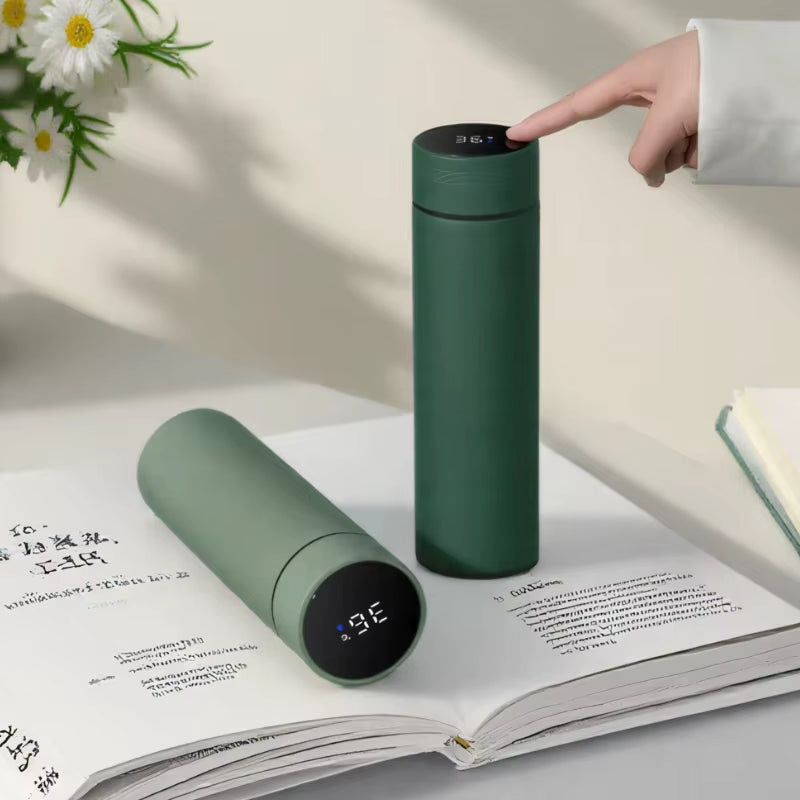 500ml Stainless Steel Smart Water Bottle with Temperature Display - Leakproof Vacuum Thermos for Coffee and Milk - Ideal Christmas Gift