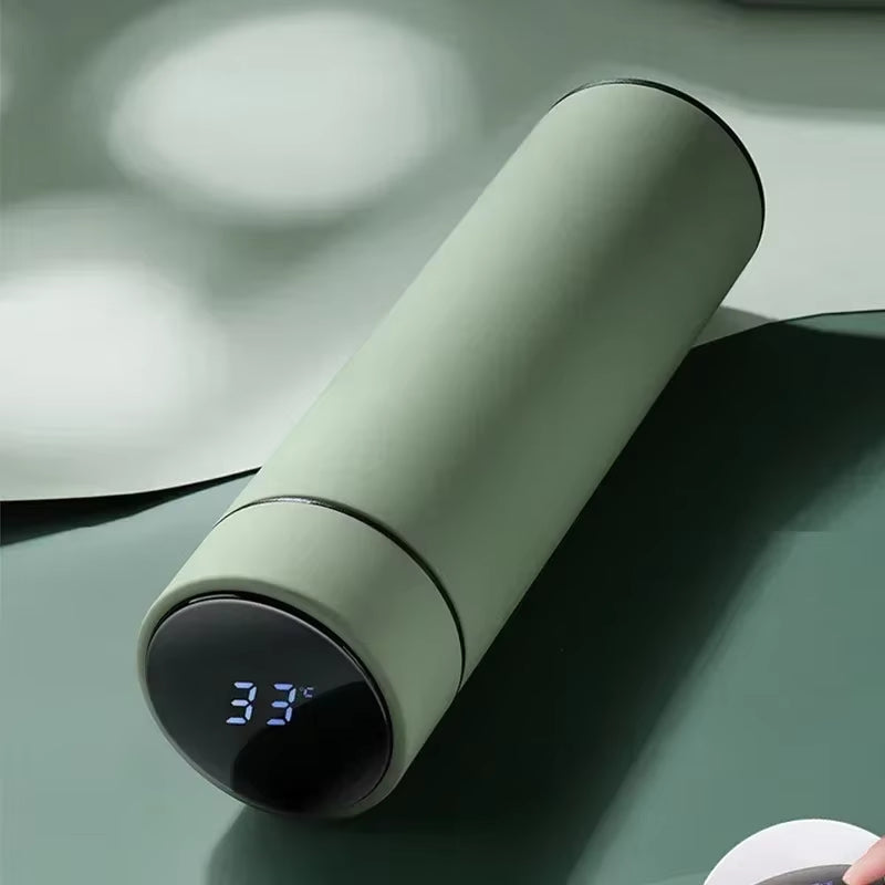 500ml Stainless Steel Smart Water Bottle with Temperature Display - Leakproof Vacuum Thermos for Coffee and Milk - Ideal Christmas Gift