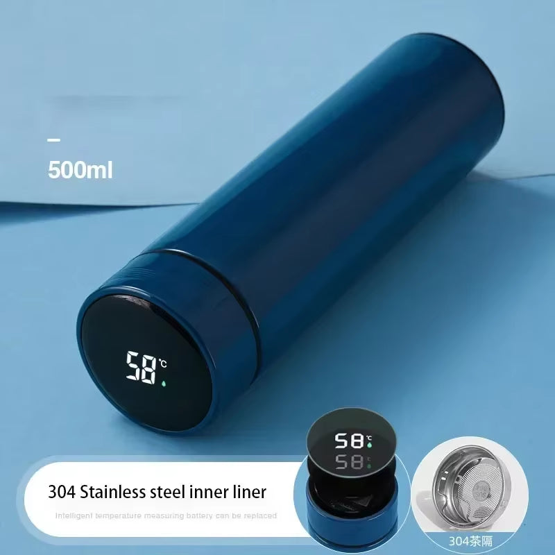 500ml Stainless Steel Smart Water Bottle with Temperature Display - Leakproof Vacuum Thermos for Coffee and Milk - Ideal Christmas Gift