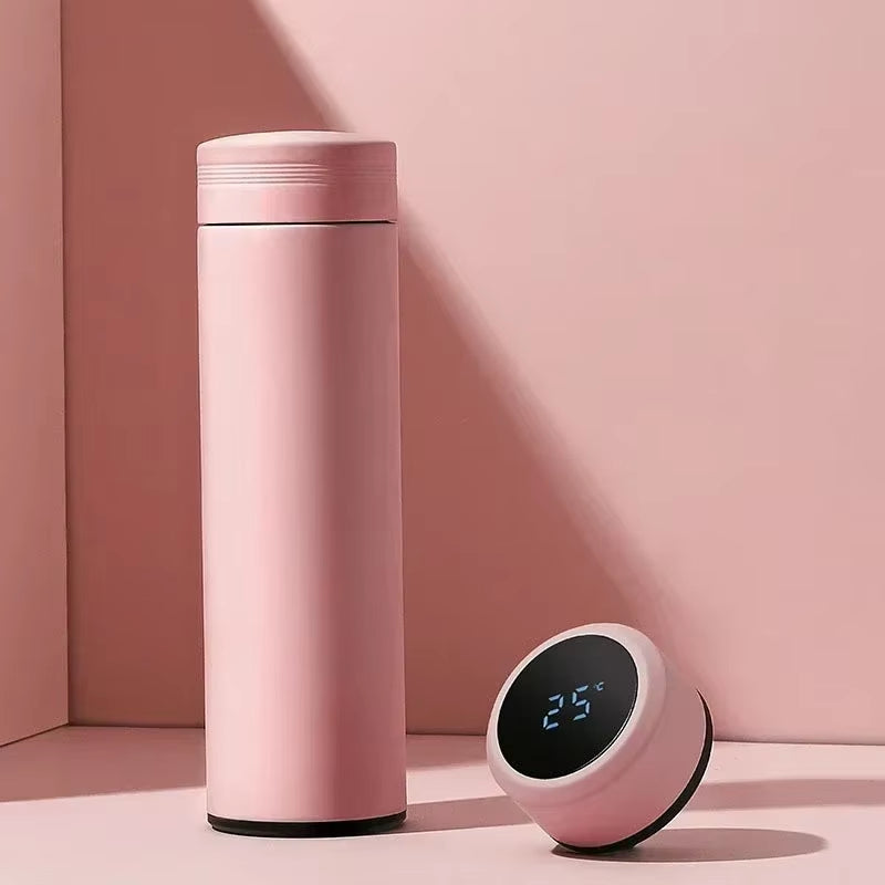 500ml Stainless Steel Smart Water Bottle with Temperature Display - Leakproof Vacuum Thermos for Coffee and Milk - Ideal Christmas Gift