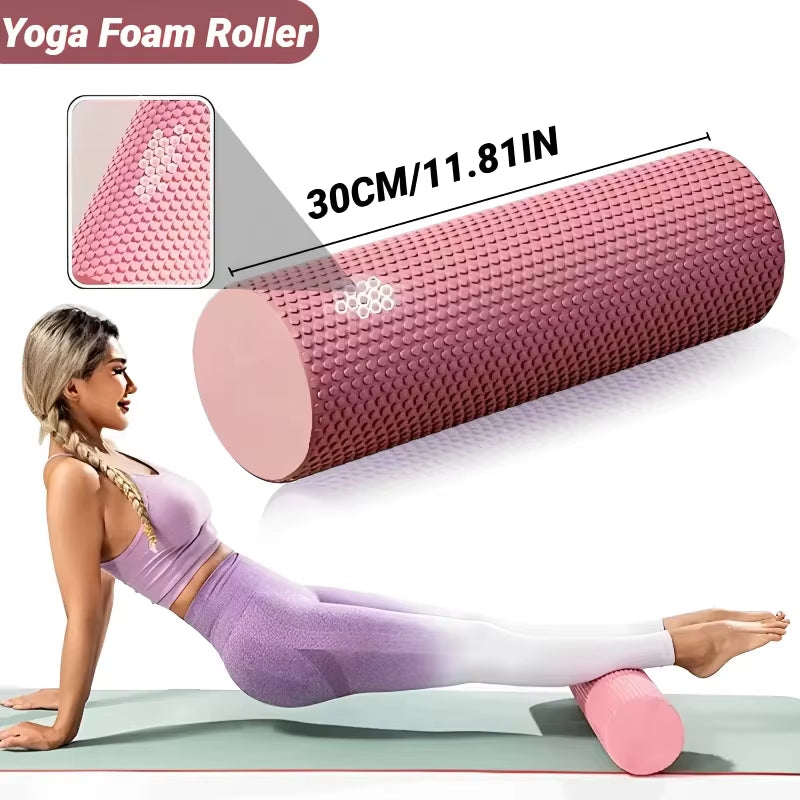 Hexagonal Yoga Roller - EVA Foam Cylinder for Pilates and Home Workouts (Diameter: 9.5 cm, Length: 29.7 cm)