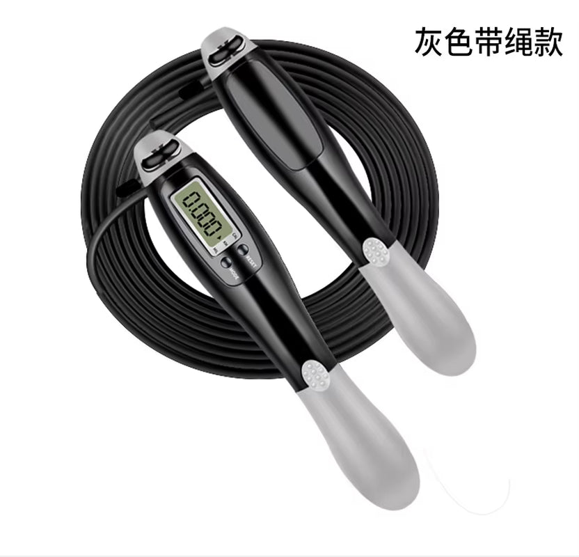 Electronic Counting Jump Rope with Steel Wire - Cordless Dual-Use Smart Aerobic Exercise for Students