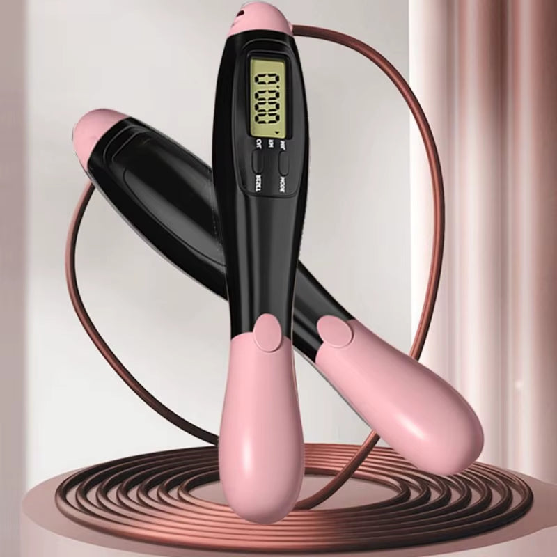 Electronic Counting Jump Rope with Steel Wire - Cordless Dual-Use Smart Aerobic Exercise for Students