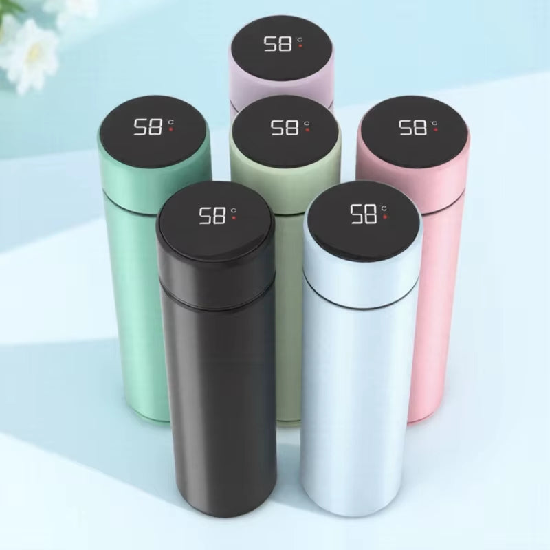 500ml Stainless Steel Smart Water Bottle with Temperature Display - Leakproof Vacuum Thermos for Coffee and Milk - Ideal Christmas Gift